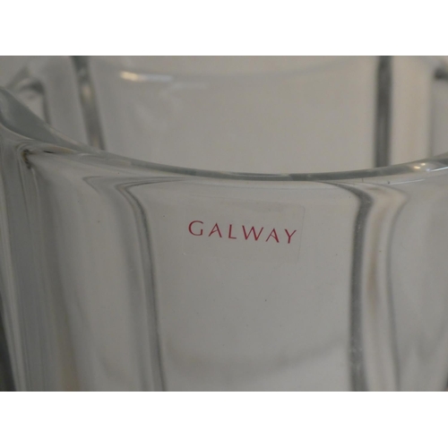 465 - A large Galway Crystal flower vase, measuring 30cm.