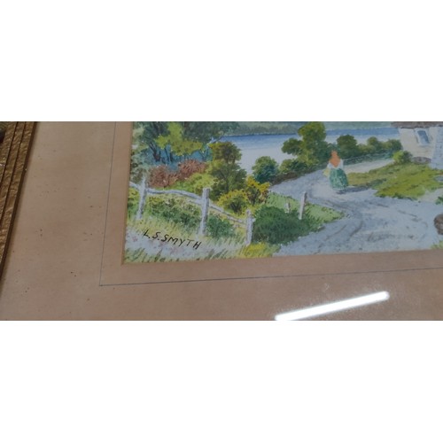 130 - A framed painting of a rural scene signed by artist L.S.Smyth, measuring 40cm x 33cm including frame... 