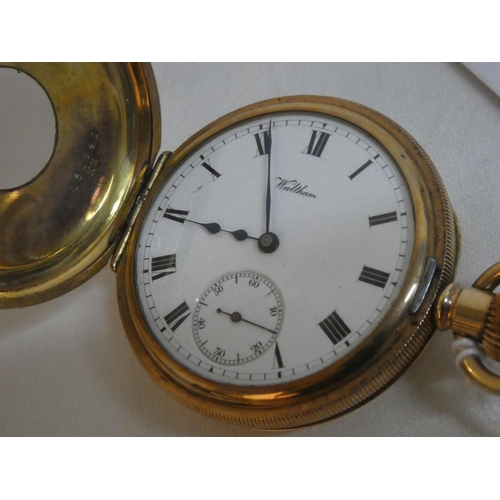 480 - An antique Waltham 'Moon' gold plated pocket watch.