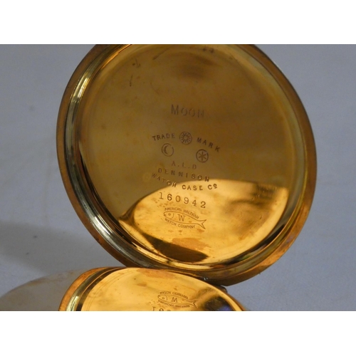 480 - An antique Waltham 'Moon' gold plated pocket watch.