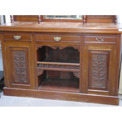 154 - An antique mahogany sideboard with mirror back.