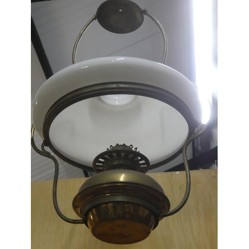 371 - A vintage brass hanging lamp by Hinks.