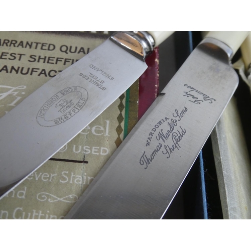 16 - A boxed set of Thomas Ward & Sons Ltd stainless steel knives, number 1926 & more.