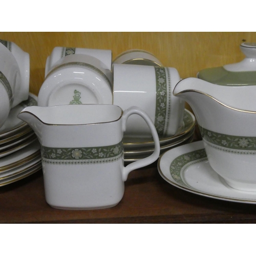 77 - A large lot of Royal Doulton Rondelay tea, coffee and dinner ware including soup bowls, lidded turee... 