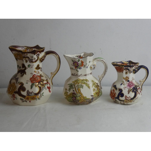 82 - Three Mason's Ironstone jugs - Watteau, Mandalay and Brown Velvet.