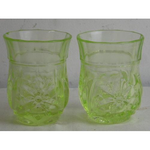 89 - A pair of vintage Uranium glass beakers.