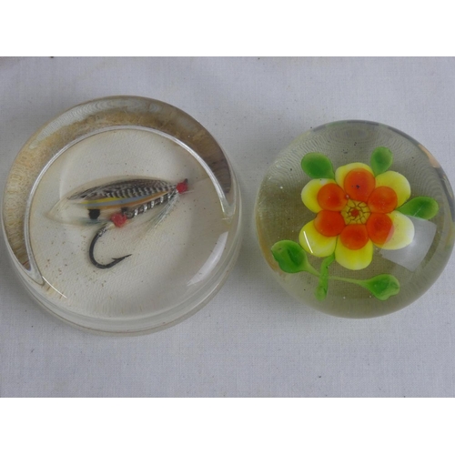 126 - 2 vintage glass paperweights.