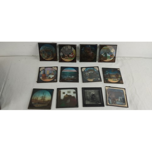 4 - An antique Magic Lantern & collection of Victorian glass slides.