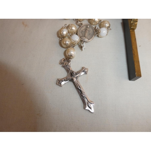 228 - 2 sets of Rosary Beads & a brass crucifix.