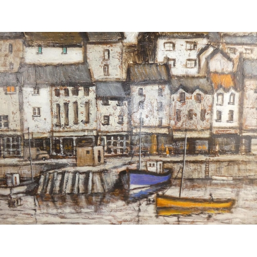 234 - A stunning vintage framed oil on board painting 'Portstewart Harbour' signed F M Arkinson 1971, meas... 