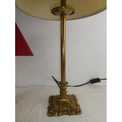 235 - A vintage marble based table lamp and another.