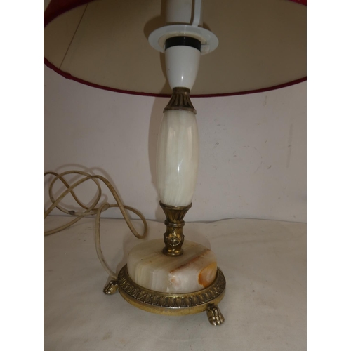 235 - A vintage marble based table lamp and another.