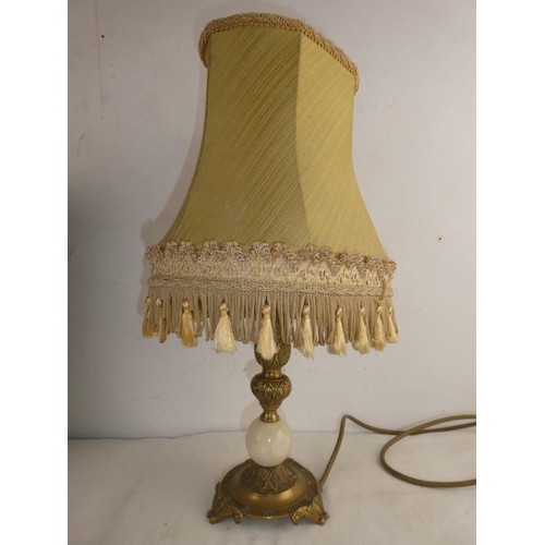 236 - A vintage gilt and marble based table lamp.