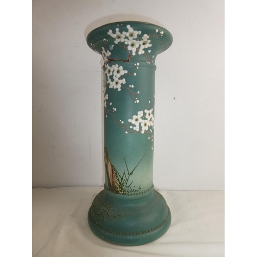 237 - A pedestal base decorated with flowers and birds, measuring 39cm.