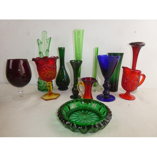 239 - A lot of coloured glassware.