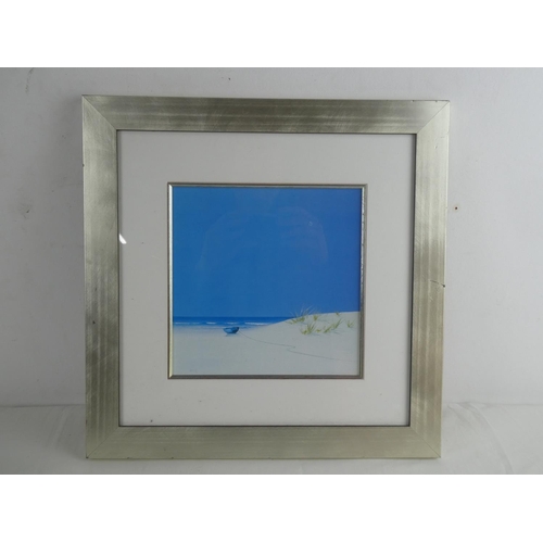 288 - A framed print of a beach scene, signed.