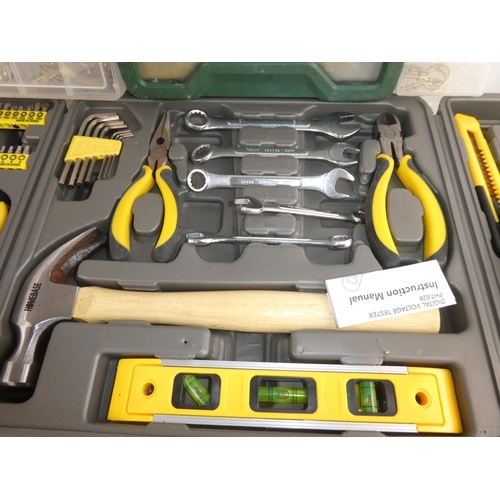 298 - A cased Homebase tool kit, picture framing hooks and clips etc and Bosch drill bits etc.