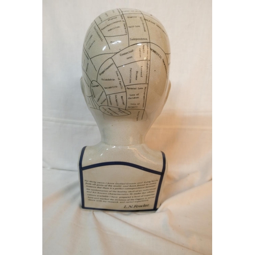 128 - A large antique style ceramic Phrenology Head, height is approximately 16