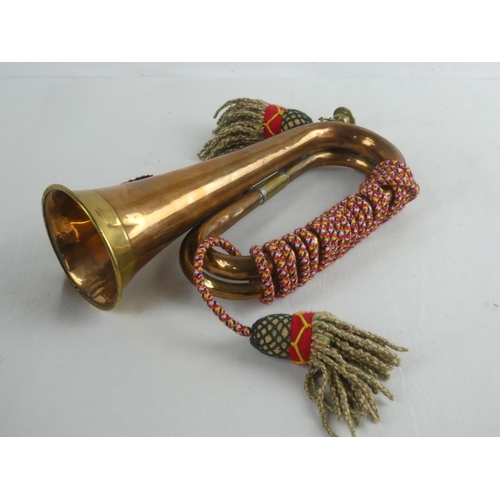 172 - A vintage copper & brass Regimental Bugle, 'Royal Welsh Fusiliers'.