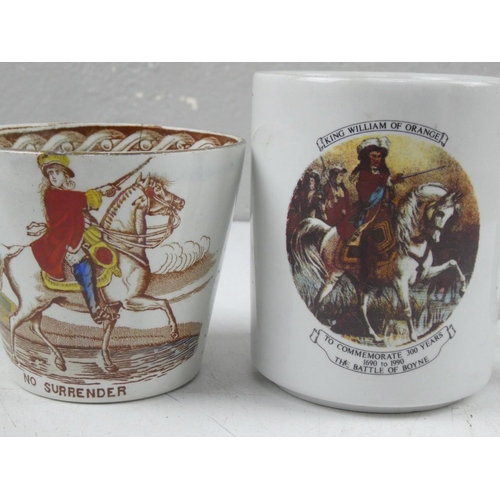 62 - A collection of early King William 'No Surrender' ceramics (1 cup a/f)