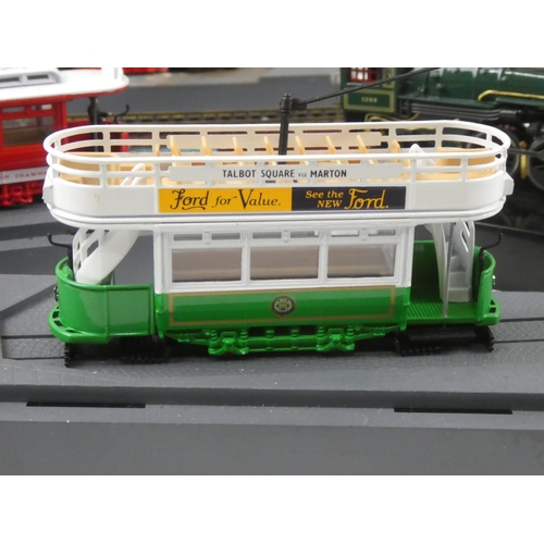 80 - Three diecast model trams 'Talbot Square via Marton', 'Glasgow Green - Bridgeton Cross - Bellgrove',... 