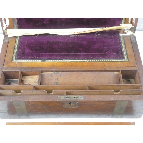 109 - An antique walnut writing box for restoration.