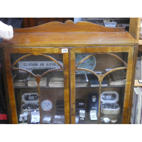 130 - A vintage china display cabinet with two glass shelves.