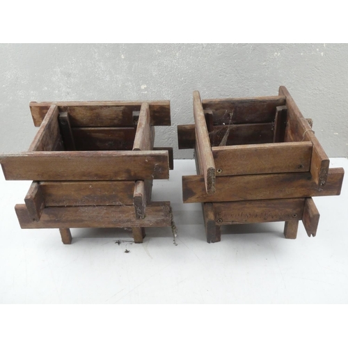 182 - A pair of small handmade wooden planters.