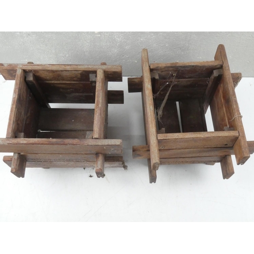 182 - A pair of small handmade wooden planters.