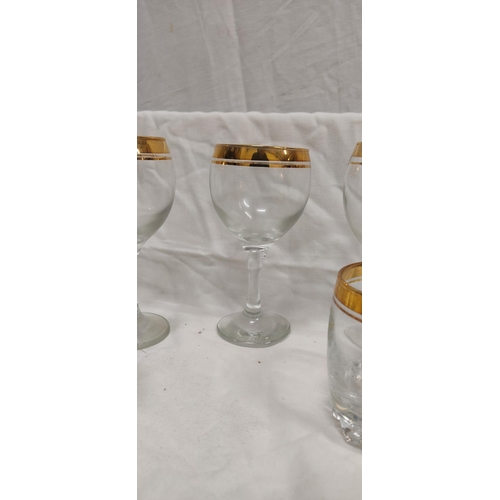 Two sets of Pasabahce Turkish glassware.