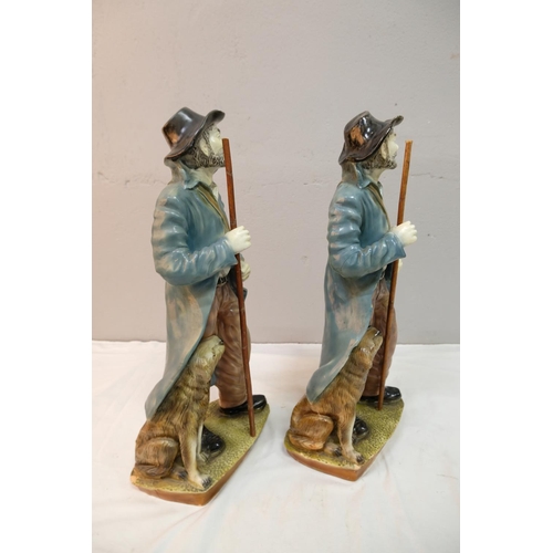 517 - A pair of antique figures depicting a man with his dog.