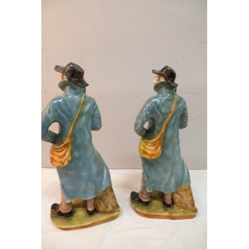 517 - A pair of antique figures depicting a man with his dog.