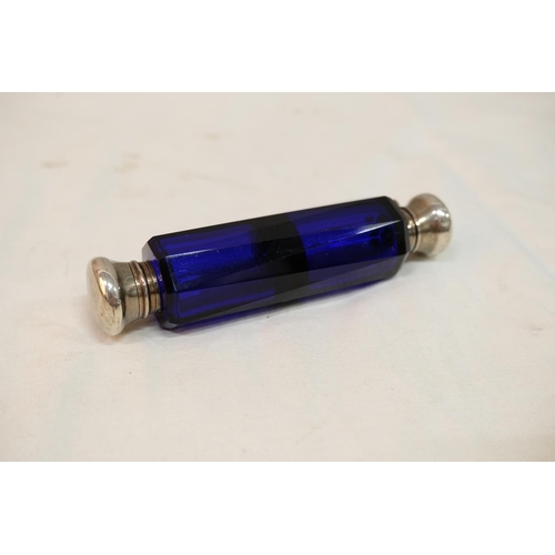 528 - An antique Bristol Blue double ended scent bottle.