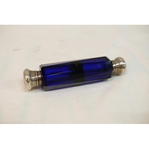 528 - An antique Bristol Blue double ended scent bottle.