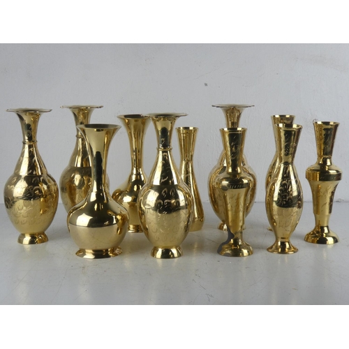 97 - A lot of vintage brass vases.