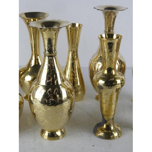 97 - A lot of vintage brass vases.