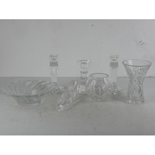 98 - A large lot of Galway Crystal including a pair of castlesticks, vase, and lots more.