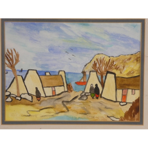 121 - An original framed painting of an Irish village scene, signed by the artist Ann Hamilton measuring 1... 