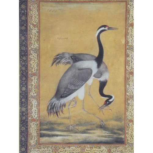 125 - An unframed print, 'Two Cranes', dated about 1800, considered to be a copy after a similar painting ... 