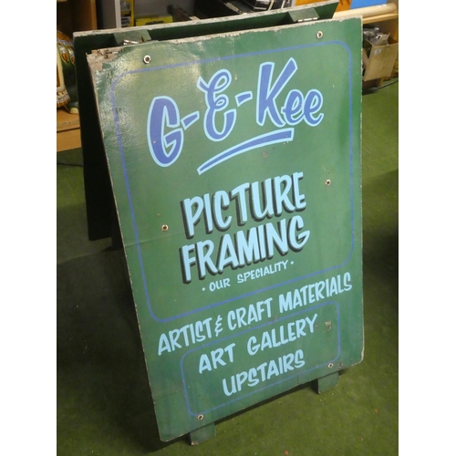 147 - A double sided hand painted A board sign.