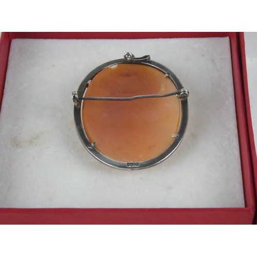 196 - A silver framed cameo brooch.