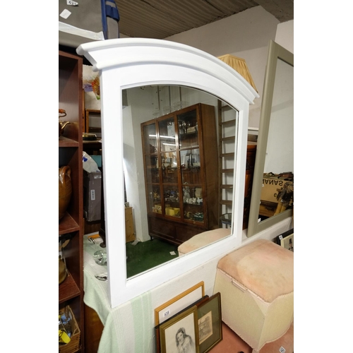 437 - A large upcycled wall mirror with arch top, measuring 38