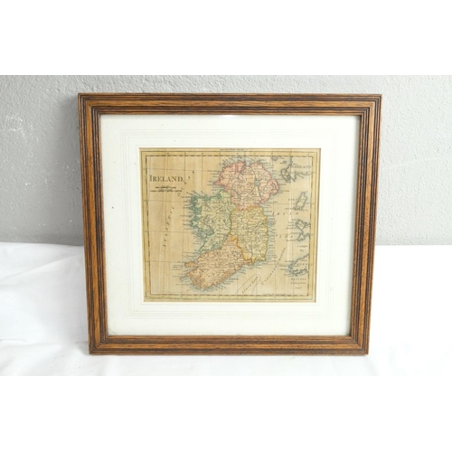 447 - A framed map of Ireland, measuring 37cm x 33cm.