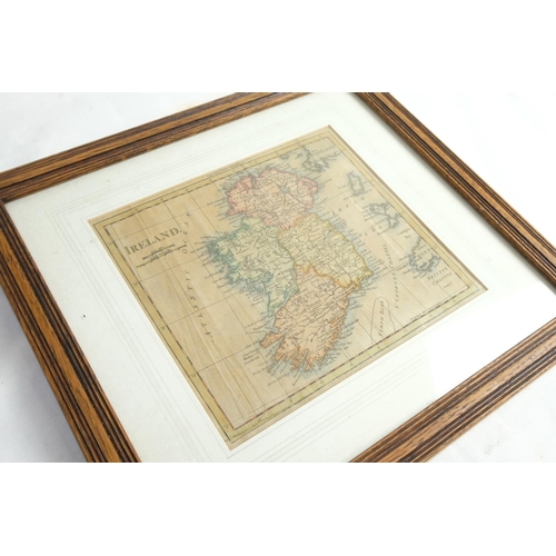 447 - A framed map of Ireland, measuring 37cm x 33cm.