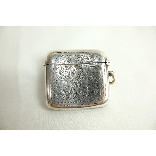 469 - An antique Sterling Silver vesta case, maker Arthur Cook, Birmingham 1900.