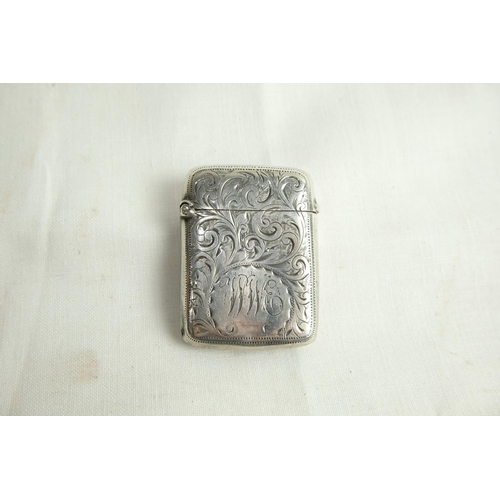 470 - An antique Sterling Silver vesta case, Birmingham 1898.