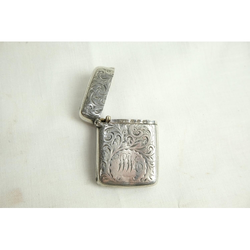 470 - An antique Sterling Silver vesta case, Birmingham 1898.