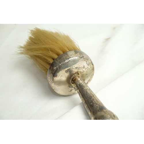 476 - A Sterling Silver backed shaving brush and antique dressing table mirror.