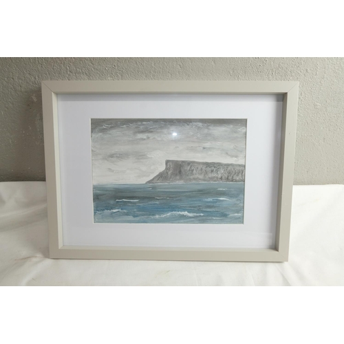 478 - A framed watercolour painting of Fairhead, Ballycastle, measuring 13