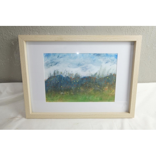 479 - A framed watercolour painting of a Meadow scene, measuring 13